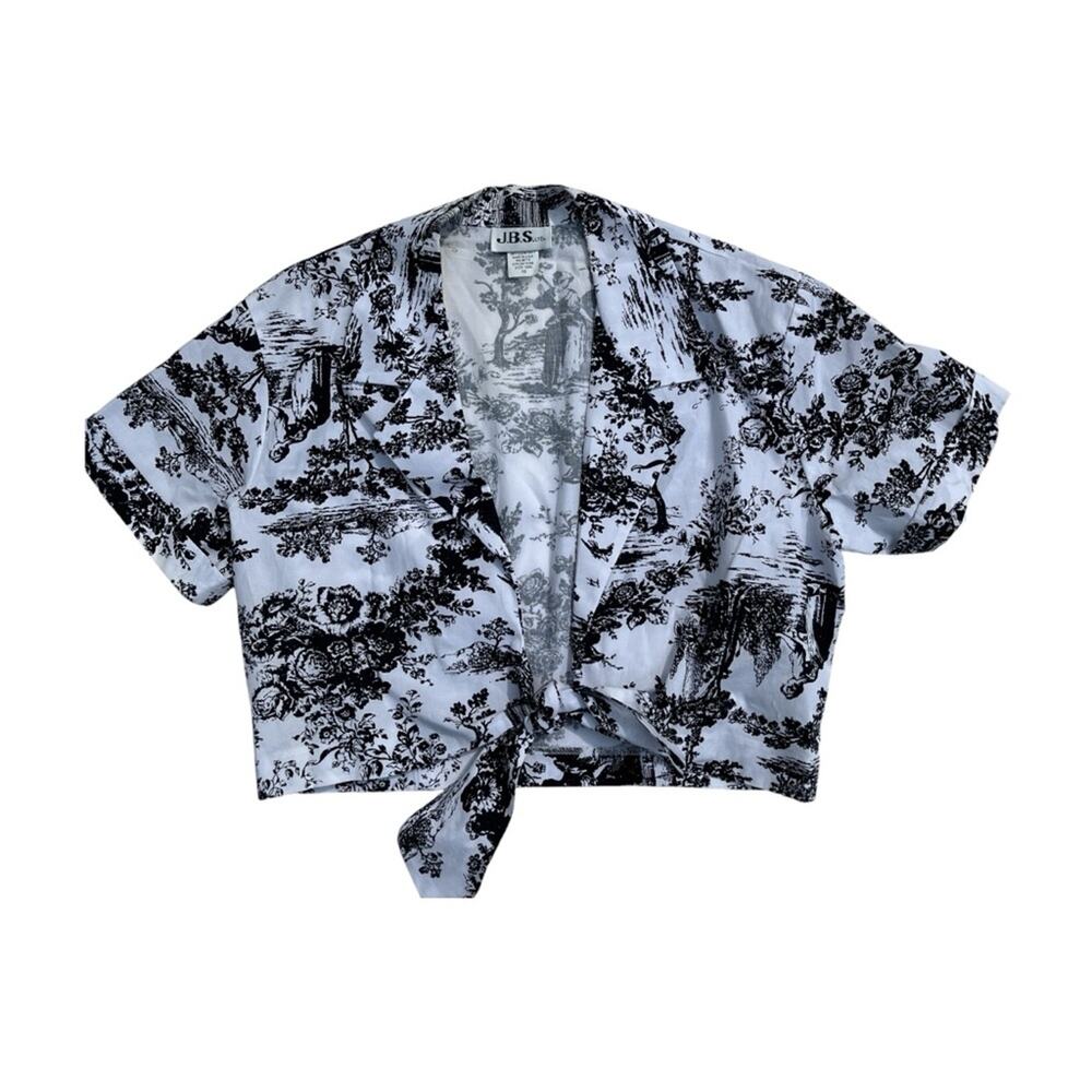 Cotton Tie Blouse Collared Cottage Core Dark Academia Vintage Women's 10
